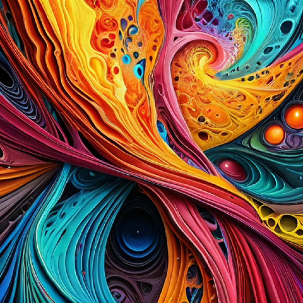 **Prompt:** "Abstract artwork inspired by AI, blending colors and textures from different art epochs. Imagine a fusion of Impressionism and digital art, showcasing unexpected color combinations generated by algorithms."