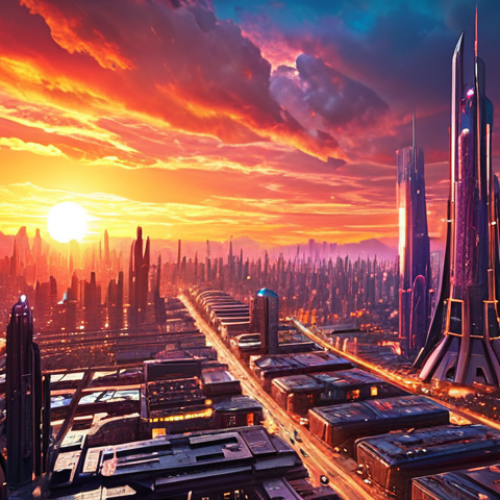 **"Sunset over a futuristic city, AI-generated visions, vibrant colors."** (Inspired by using AI for generating ideas)