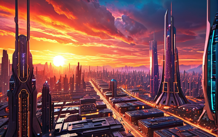 **"Sunset over a futuristic city, AI-generated visions, vibrant colors."** (Inspired by using AI for generating ideas)